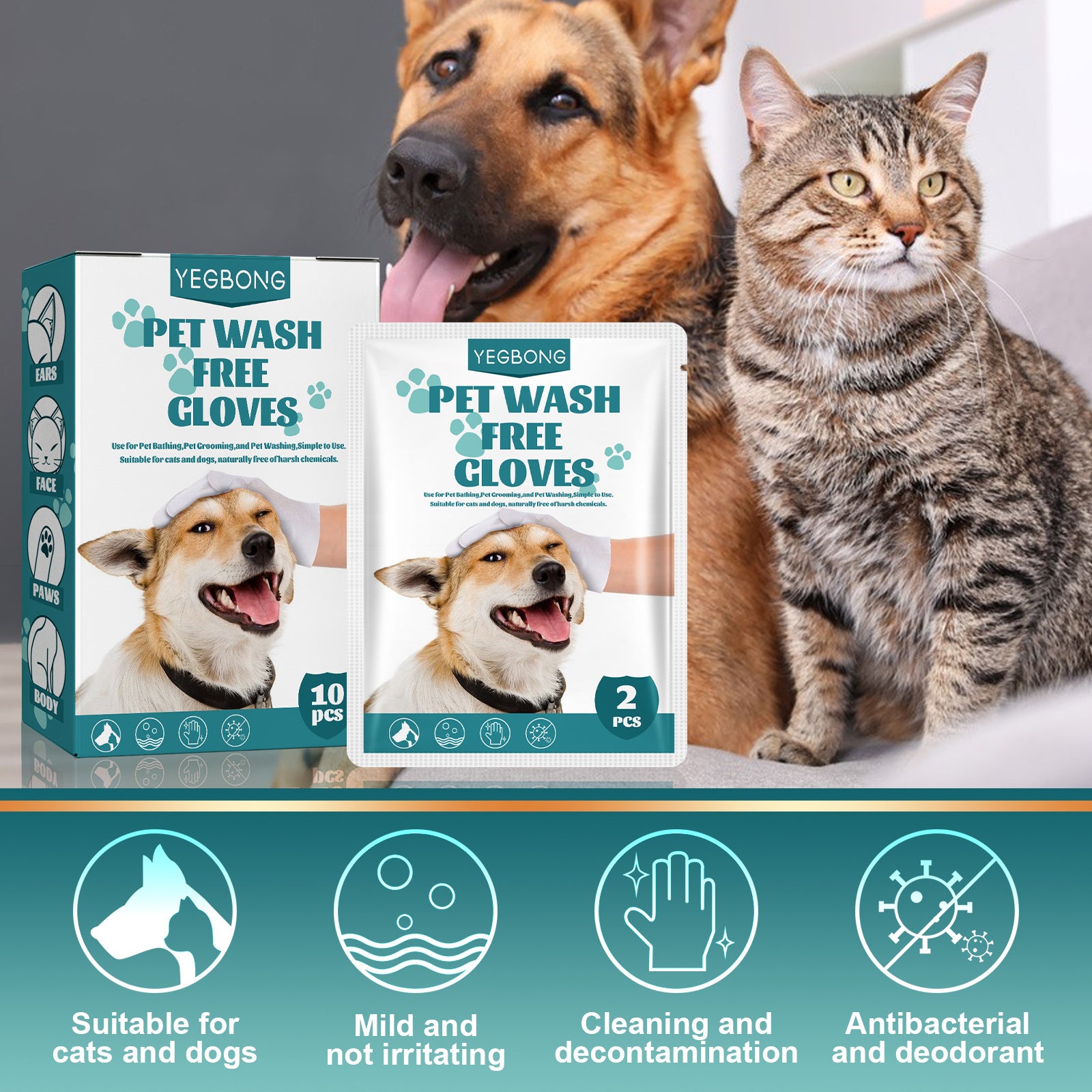 CleanPaws™ Spa Gloves | Grooming & Bath Gloves for Pets